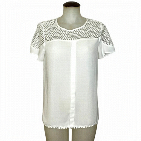 𝅺white Blouse With Lace 🌻 - Picture 1 of 6